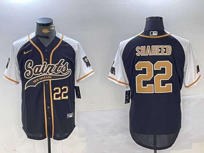 Men%27s New Orleans Saints #22 Rashid Shaheed Black White 1987 Legacy Cool Base Stitched Baseball Jerseys